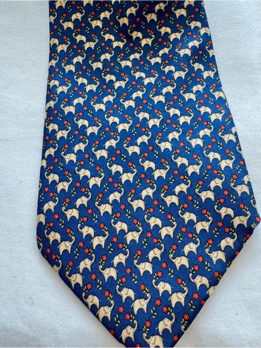 Salvador Ferragamo Novelty Elephant Pattern Silk Tie